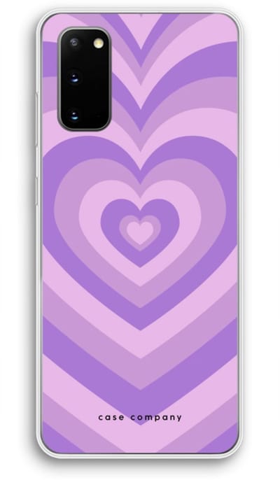 Case Company® - Hoesje geschikt voor Samsung Galaxy S20 hoesje - Hart Paars - Soft Cover Telefoonhoesje - Bescherming aan alle Kanten en Schermrand