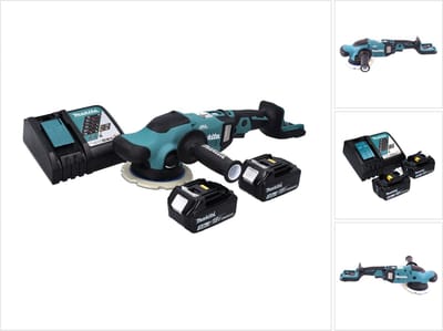 Makita DPO 600 RF accu-excentrische polijstmachine 18 V 150 mm XPT Brushless + 2x accu 3.0 Ah + lader