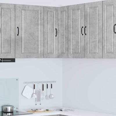 vidaXL - Wandhoekkast - PORTO - Beton - Grijs - 57 - x - 57 - x - 80 - cm - Bewerkt - hout