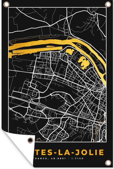 Muurdecoratie Frankrijk - Mantes-la-Jolie - Stadskaart - Kaart - Plattegrond - 120x180 cm - Tuinposter - Tuindoek