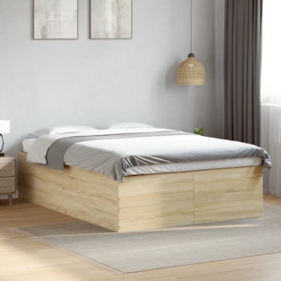vidaXL - Bedframe - bewerkt - hout - sonoma - eikenkleurig - 120x200 - cm