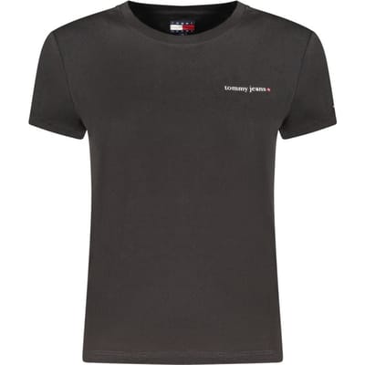Tommy Hilfiger Dames T-shirt - XLarge - Korte Mouwen - Casual Shirt Katoen - Zwart