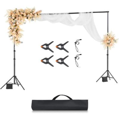 VEVOR Achtergrondstandaard Verstelbare Foto Achtergrondstandaard (Achtergronddoek: 300 x 300 cm), Draagbare Achtergrondstandaard met 2 Statieven, Schermstandaard voor Productfotografie Studiofotografie