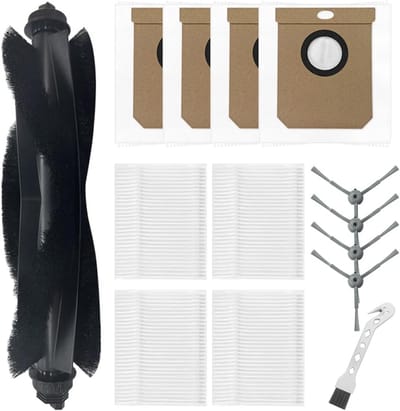 Accessoireset gescht voor Eufy Clean L50 / L50 SES / L60 / L60 hybride robotstofzuigeronderdelen, 1 hoofdroller borstel + 4 zijborstels + 4 filters + 4 stofzakken + 1 reinigingsborstel