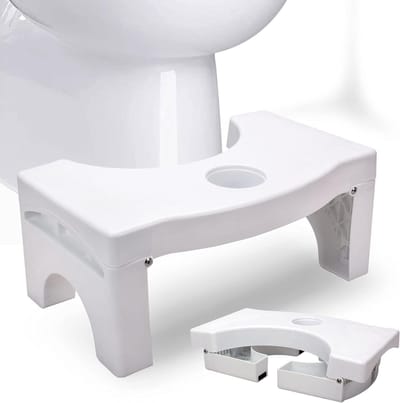 Opvouwbare Toiletkruk - Poepkruk Krukje - Darmgezondheid Verbeteren - Opvouwbaar Ruimtebesparend - 7 Inch Hoogte - Wit