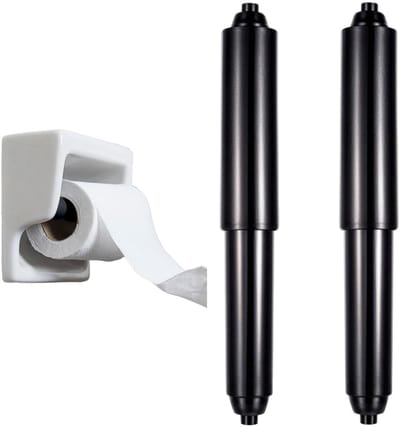 Dailygoods - 2 stuks toiletpapierhouderrollen, toiletpapier veerstang toiletpapierhouder invoegen vervangende staaf veerbelaste invoegspil voor badkamer (zwart)