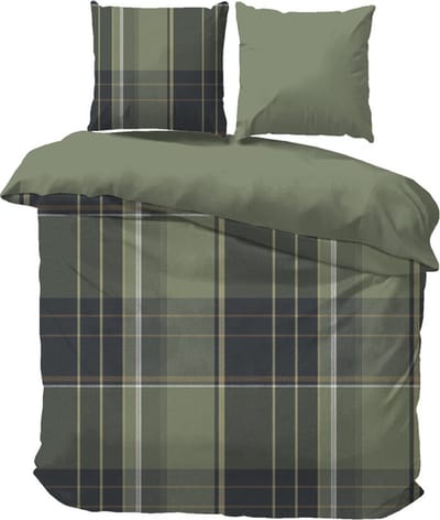 iSleep Dekbedovertrek Mike - Eenpersoons - 140x200/220 cm - Groen