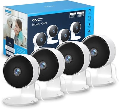 SnelShoppen - GNCC GC3 Binnencamera met Nachtzicht, 1080P Beveiligingscamera met Wifi, Bewegings- en Geluidsherkenning, Bidirectionele Audio, 4-Pack B