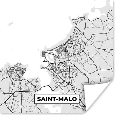 Poster Frankrijk – Plattegrond – Kaart – Saint-Malo – Stadskaart - 100x100 cm XXL