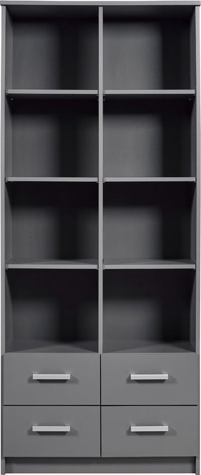 Boekenkast Eden 81cm 4 lades - grafiet grijs - Interlink - Kasten - Grijs - Spaanplaat - Kasten -