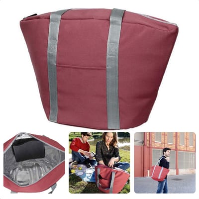 Geïsoleerde Koeltas - 22,3 liter - Roze - Isolerend - Thermische Binnenkant - Dubbel Handvat - Rits - 18,5 x 18 cm - Verstevigde Bodem - Voor Picknick & Boodschappen