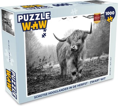 Puzzel Schotse hooglander - Natuur - Herfst - Dieren - Wild - Bos - Legpuzzel - Puzzel 1000 stukjes volwassenen