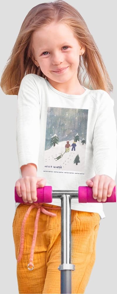 Starry Indigo - KerstKleding / Christmas T-Shirt | kerst cadeau | Hello Winter | Meisjes | Wit | Kind 8 - 9 jaar | Maat 134
