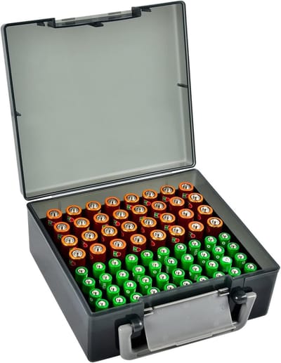 Batterij Opbergdoos - Batterij Organizer - Thuis Organisatie - Ruimte voor 72 Batterijen - 33.5 x 23.5 x 7.5 cm