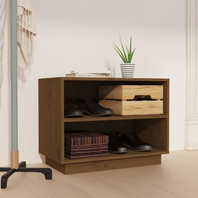 vidaXL - Schoenenkast - 60x34x45 - cm - massief - grenenhout - honingbruin