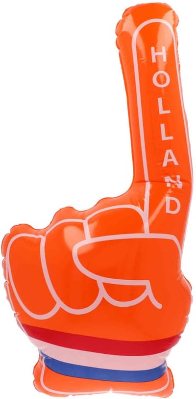 Folat - Oranje opblaasbare hand - 45 x 82 cm - WK voetbal 2026 - WK voetbal versiering - WK voetbal outfit - Nederland WK