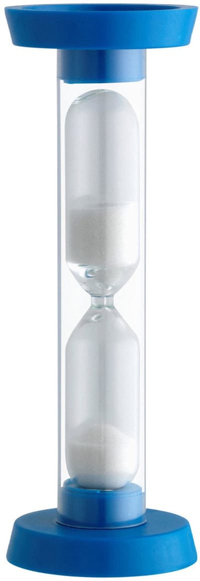 TFA Zandloper timer/wekker - 3 min - kunststof - blauw - 9 cm - spelletjes/tanden poetsen
