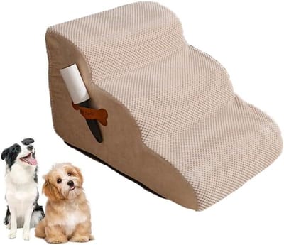 Huisdier Trappetje - Kleine Honden - Huisdieren Helpen - Antislip Corduroy - 56 x 40 x 35 cm - Beige