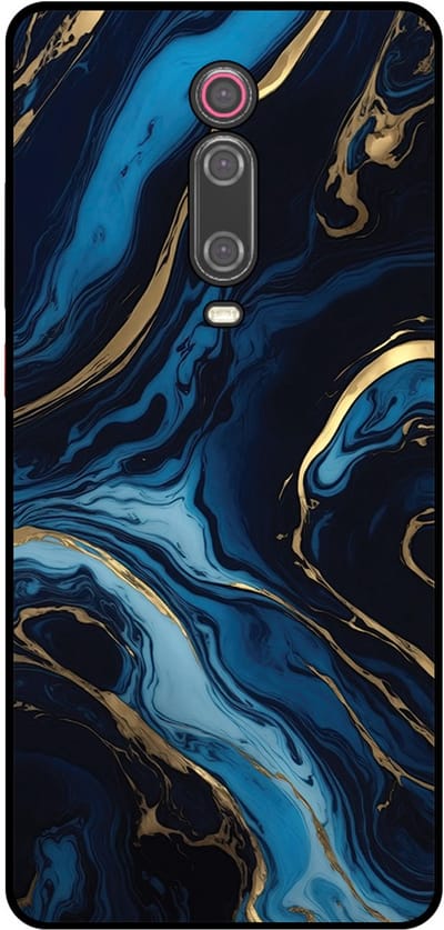 Smartphonica Telefoonhoesje Geschikt voor Xiaomi Mi 9T met marmer opdruk - TPU backcover case gold blue marble design - Goud Blauw geschikt voor Xiaomi Mi 9T