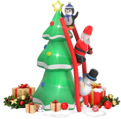 NAIZY Opblaasbare kerstboom met verlichting en stille ventilator 240 cm Opblaasbare kerstfiguren Kerstdecoratie Ornament voor binnen- en buitengebruik
