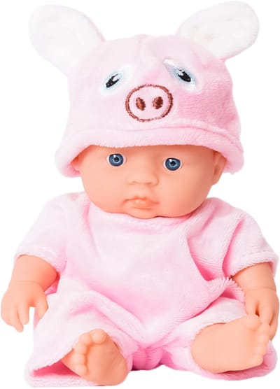 Speelgoedtopdeals – Babypop in Dierenpak – Varkens pakje – 20 cm