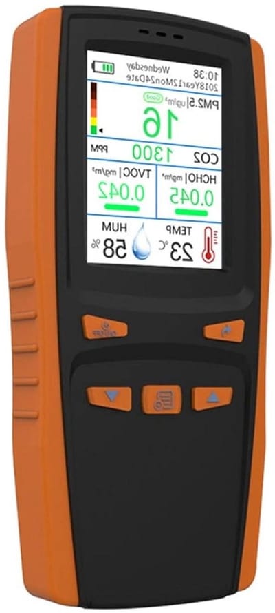 Luchtkwaliteit Monitor - Ozon Analysator - Binnen Buiten Meten - LCD Display Alarm - 2000 mAh Batterij - Zwart Oranje