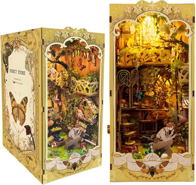 Boekenhoek DIY Kit - Insecten Wereld - Boeken Decoratie - Met Aanraaklicht - Klein Formaat - Multicolor