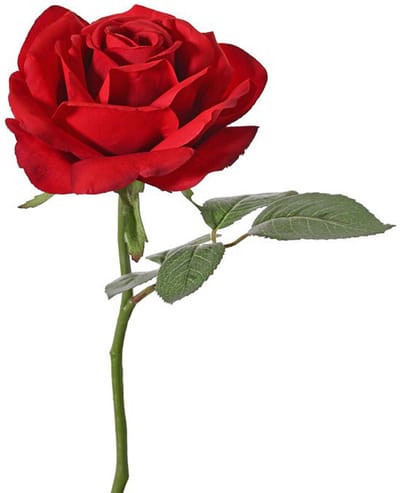 Top Art Kunstbloem Roos de luxe - rood - 30 cm - kunststof steel - decoratie bloemen