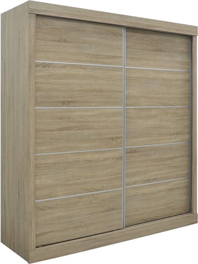 Schuifdeurkast Graham Sonoma - Breedte 182.5 cm - Hoogte 197.5 cm - Diepte 52.5 cm - Met hanggedeelte - Met planken - Met schuifdeur