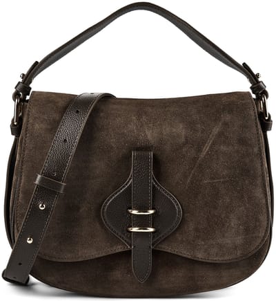 COCCINELLE Leren handtas schoudertas Mavery Suede BI Handbag Suede Leather / Micro Gra. Le. Fango / Fango donkergroen