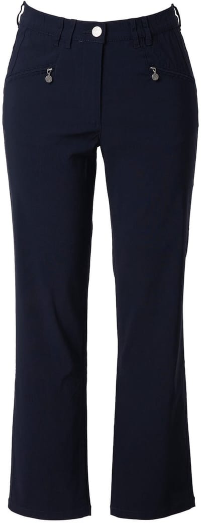Ulla Popken - Dames - Bengaline broek Mony taps toelopende pijpen ritszakken - Marine - Maat 21