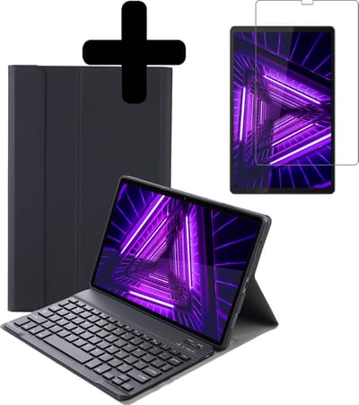 Hoesje - Geschikt voor Lenovo Tab M10 FHD Plus (2e / 2nd Generatie) - Met Screenprotector - Toetsenbord Case - Keyboard Book Cover - Hoes - Zwart