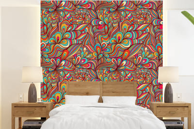 Behang - Fotobehang Design - Jaren 70 - Fantasy - Kleur - Breedte 220 cm x hoogte 240 cm