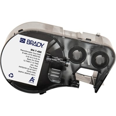 Brady M4-7-498 vinylweefsel labels zwart op wit | 12,7 mm x 12,7 mm (origineel)