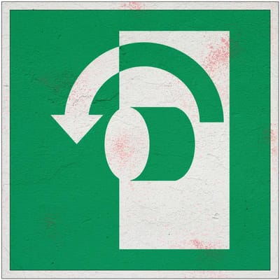 Deurknop naar links draaien bord – E018 | Forex Re materiaal | 10 x 10 cm