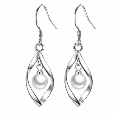 Lange Oorbellen-Zilver-Synthetische-Parel-Elona - Charme Bijoux