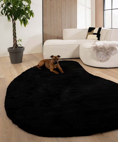 Fluffy vloerkleed organisch - Comfy Plus zwart 80x122