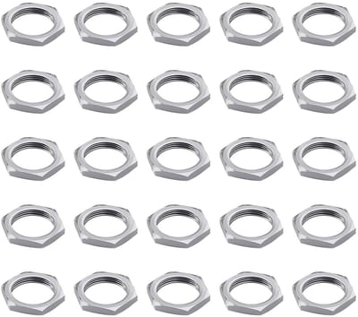 25x Hexagon moeren M10x1 ISO fijn draad DIN 13-5, SW12, 3 mm hoog, voor bevestigingen, machines en meubels