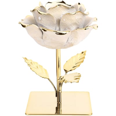 Bougeoir en Céramique Fleur de Rose Rétro Porte-Bougie Décoratif Support pour Bougie Chauffe-Plat de Table pour la Maison Mariage Fête or