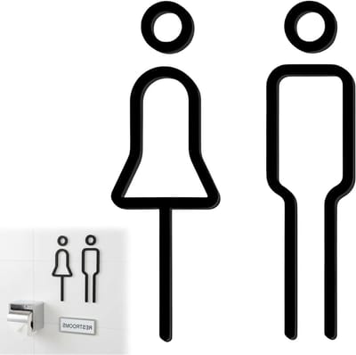 WC Schild 2 Stuks - Zwart Acryl - Zelfklevend - Duidelijke mannen-vrouwen symbolen voor snelle oriëntatie - ShopVlot