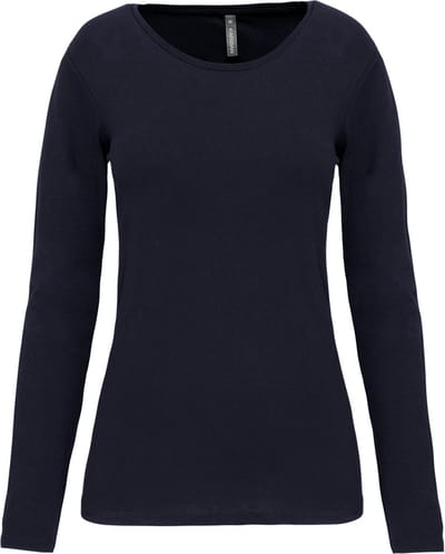 Kariban Dames-t-shirt ronde hals lange mouwen K3017 - Navy - XXL