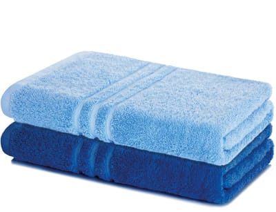 Lavea® Set van 2 badlakens 100x150 cm – 100% katoen, badhanddoeken en handdoeken, zacht, absorberend en duurzaam – ideaal voor badkamer, sauna, spa of hotel – Dolfijnblauw en Koningsblauw