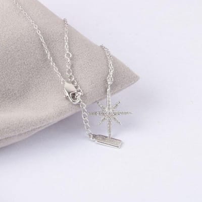 Vrais colliers et pendentifs en argent sterling 925 Chomel Hexagramme féminin pour femmes Choker en argent Vintage Charme 50cm argenté