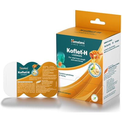 Himalaya Koflet H Zuigtabletten Gember Smaak 10 Strips 60 Zuigtabletten Kruiden Hoestverlichting Niet Sederend Op Honing Gebaseerd Keelverzachtende Snoep Supplement