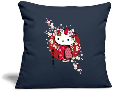 Hello Kitty In Een Rode Kimono En Kersenbloesems Sierkussenhoes, 45 x 45 cm