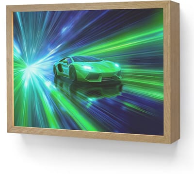 Wandlamp 40x30 cm - Oplaadbaar - Snelheid - Licht - Sportwagen - Groen - Wandlampen binnen woonkamer - Slaapkamer lamp - Decoratieve nachtlamp - Vloerlamp draadloos