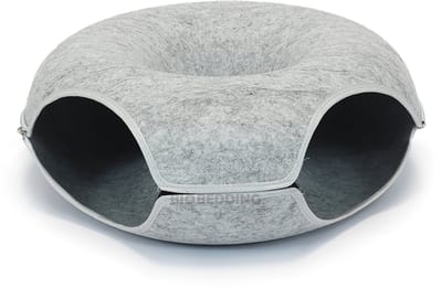 BioBedding – Donut White Edition – 2-in-1 Luxe Kattenhuis en mand – Ø 50 – 2 openingen - Ritsbaar & Warm