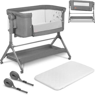 3-in-1 Co-Sleeper, Wieg en Babybed met Hoogteverstelling, Removable Cover en Opbergmand - Lichtgewicht en Verplaatsbaar
