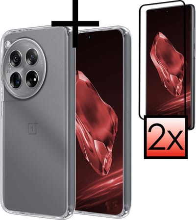 Hoesje - Met 2x Screenprotector - Geschikt voor OnePlus 12 - Sterk & Shockproof - Back Cover - Siliconen Case - Telefoon Hoes - Transparant