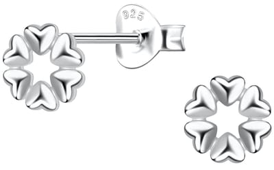 Joy|S - Zilveren hartje oorbellen - 6 hartjes in een rondje - 6 mm oorknopjes - sterling zilver 925